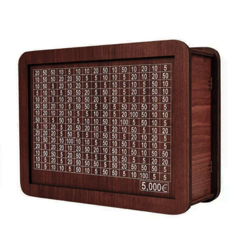 Wooden Money Saving Box Reusable Piggy Bank Money Container for 1000/2000/3000/5000/10000 Euro Cash Coin Case