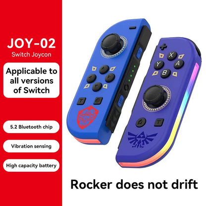 JOY 02 Wireless Gamepad RGB LED 5.2 BT Switch L/R Joypad for Nintendo Switch/Lite/Oled Cons Joystick with Dual Vibration For PC