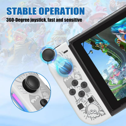 BT 5.2 Joy Controller RGB LED Switch L/R Joypad for Nintendo Switch/Lite/Oled JoyCon Gamepads Joystick with Dual Vibration