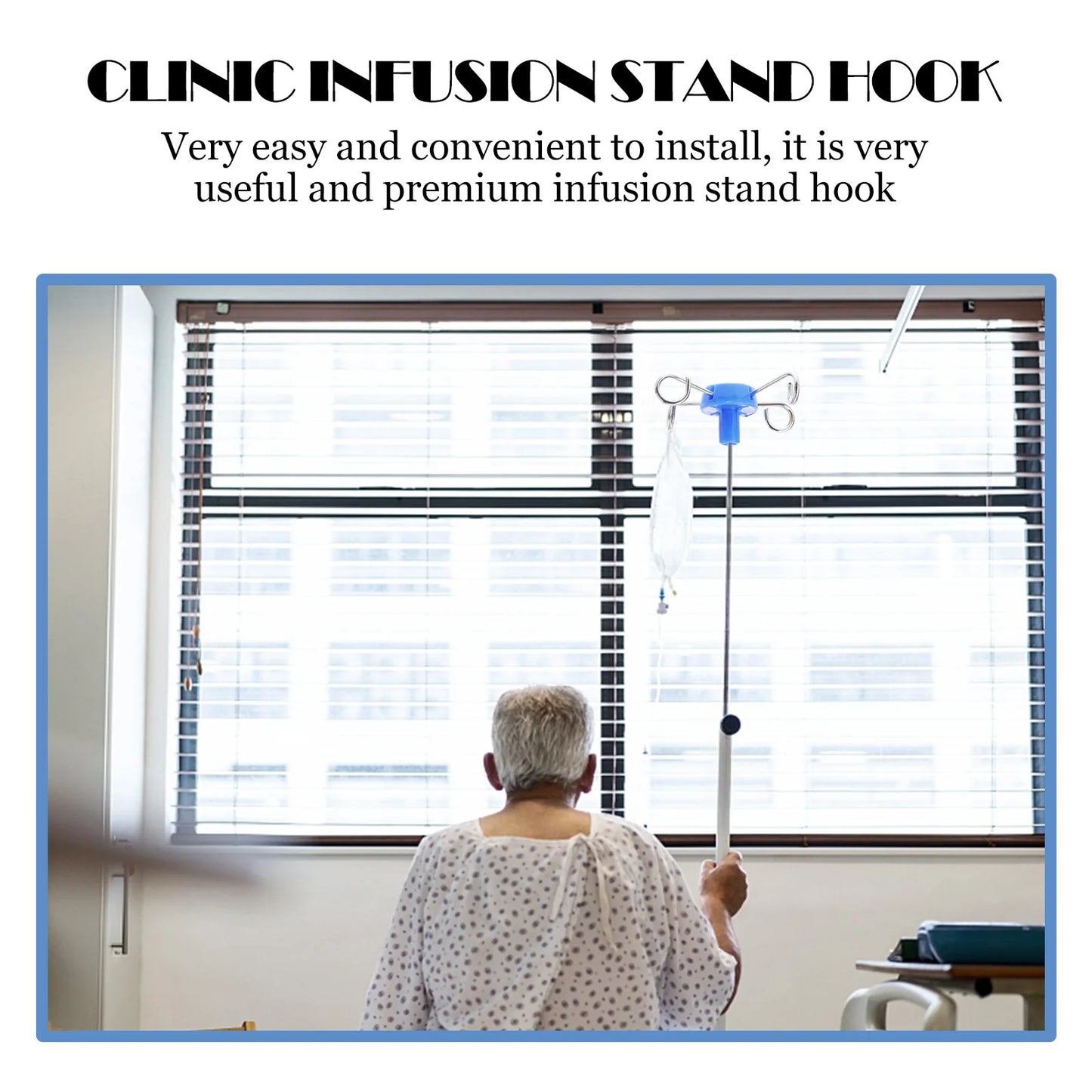 3 Pcs Medical IV Pole Hook Stand Floor Stainless Steel Infusion Hanging for Rack