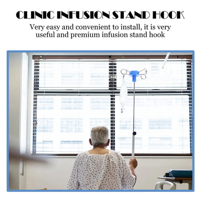 3 Pcs Medical IV Pole Hook Stand Floor Stainless Steel Infusion Hanging for Rack