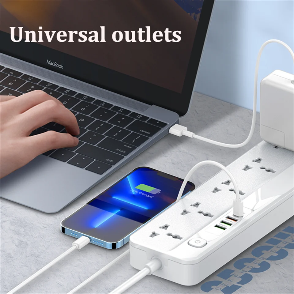 LDNIO Power Strip With 4 USB Extension Socket Plug 5 AC Outlet USB Fast Charging Charger For Phone Charge Home Network Filter 2M
