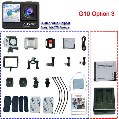 Action Camera 5K 4K60FPS EIS 48MP Wi-Fi Dual Screen 170D 8X Zoom Pre Record 30M Waterproof Sport Camera With Sony IMX576 Lens