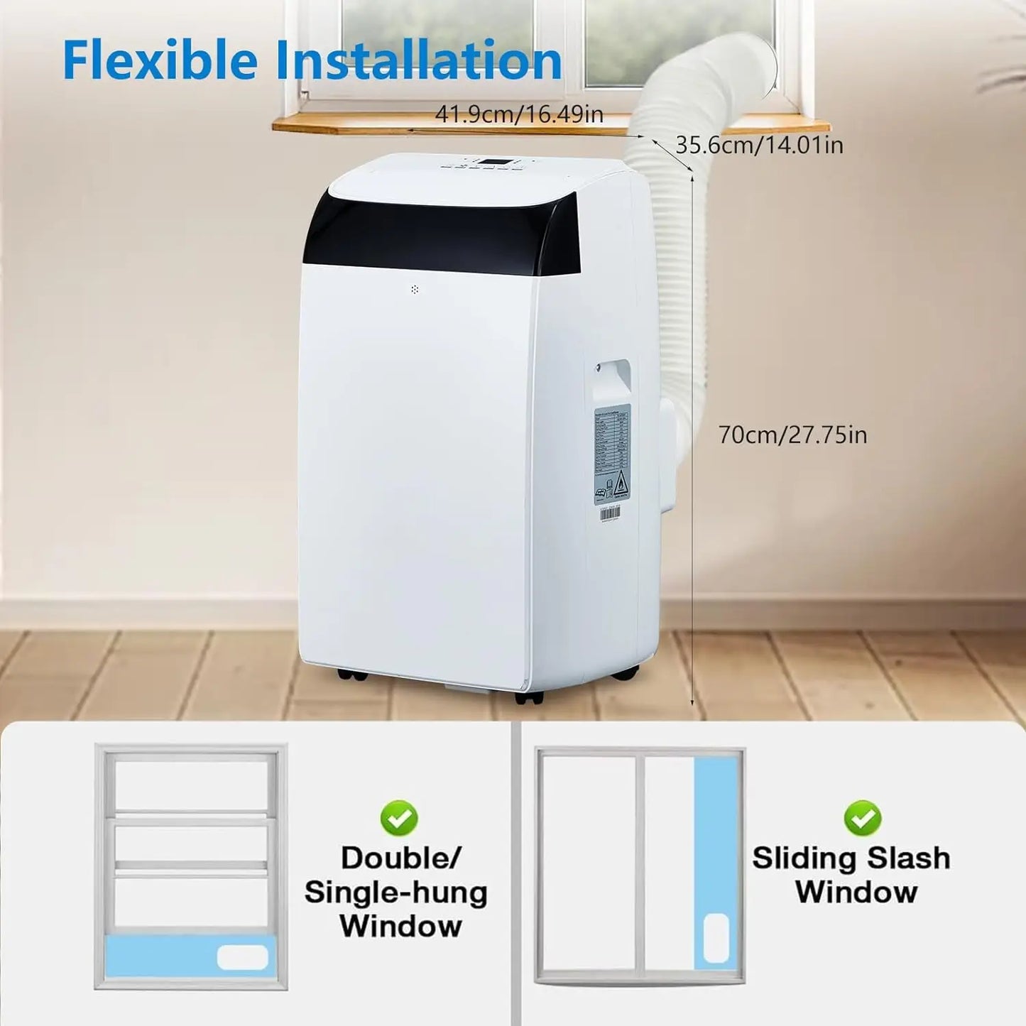 Portable Air Conditioner 3 in 1 with Remote Cool & Dual Motors & Auto Swing, 14000 BTU(ASHRAE)/10200 BTU (SACC),