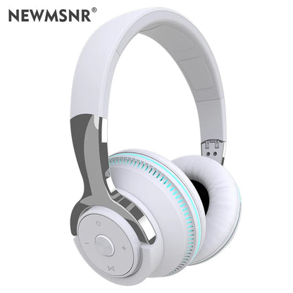#Bluetooth Headphones Head-mounted Noise Reduction Wireless Headset for Phones PC Gaming Headsets Heavy Bass Colorful LED Lights