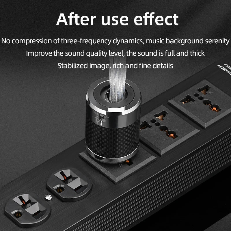 ATAUDIO Hi-end HiFi Audio Power Filter Aluminum Alloy Noise Reduction US Plug / Universal AC Power Socket Audio Purifier Outlet