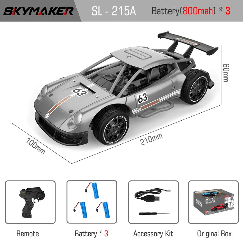 RC Metal Car Toys 1/24 2.4G High Speed Remote Control Mini Scale Model Vehicle Electric Metal RC Car Toys for Boys Children Gift