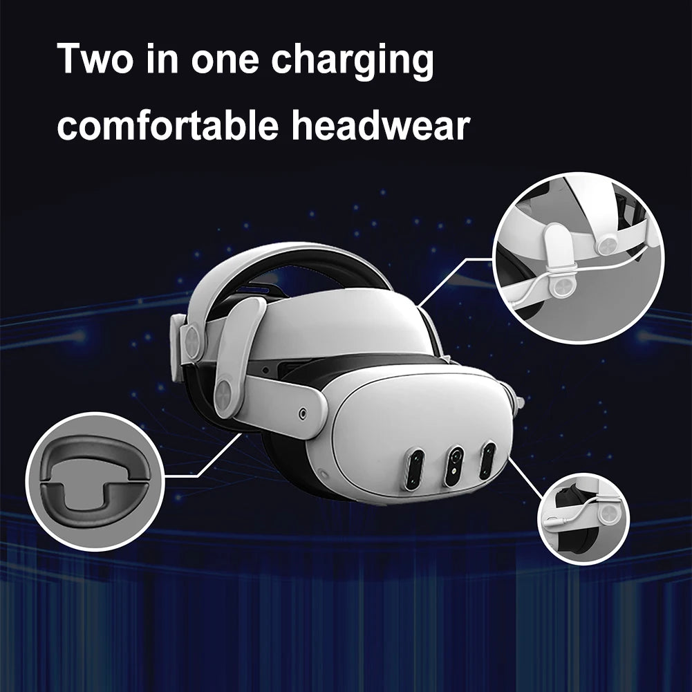 Head Strap for Meta/Oculus Quest3 with 6000mAh Battery VR Headset Elite Strap Replacement Headset Elite Strap for Meta Quest3