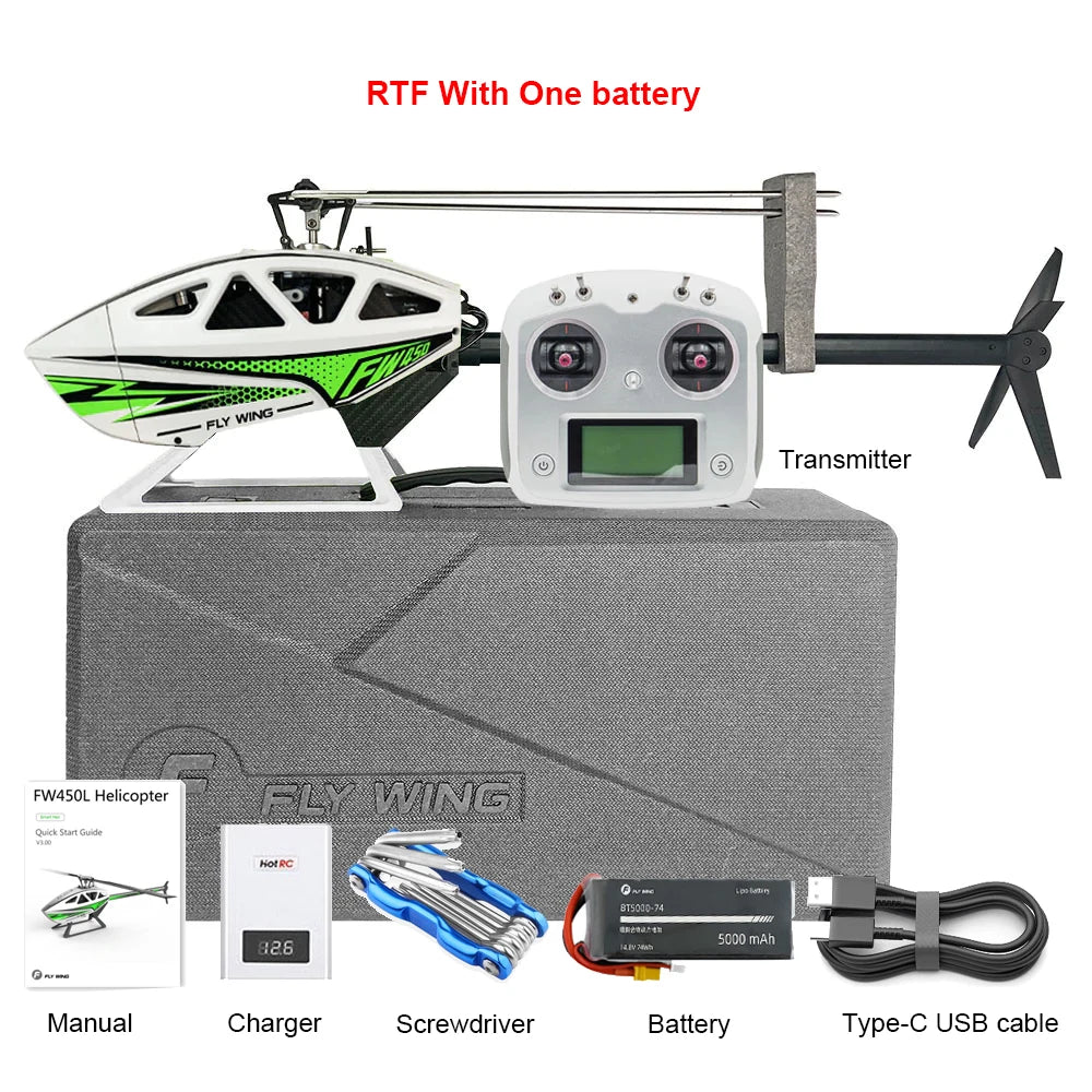 FLYWING FW450 RC 6CH 3D FW450L V3 Smart GPS FBL Gyro Helicopter  RTF H1 Flight Controller Brushless Motor Drone Quadcopter