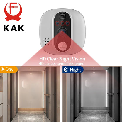 KAK Wifi Smart Door Bell Camera 4.3" Video Door Peephole Door Viewer 170 Degree Motion Detection Tuya APP Alexa Google Assistant