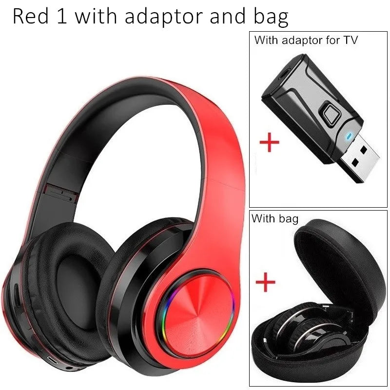 TV Headphones Wireless Helmets Foldable Bluetooth Headset PC Tablet Bluetooth Adapter Waterproof Carry Bag Gaming Music with Mic