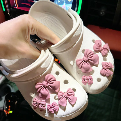 Cartoon Bow Tie Hole Shoe Charms Decorations Cute Rubber Purple Tie Shoe Flower Shoes Buckle DIY 3D Hole Shoe Accessories