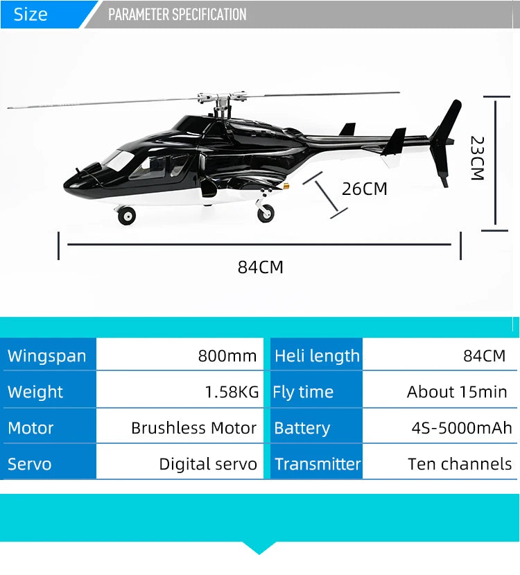 Flywing Airwolf 450 Size Helicopter GPS RTF Airwolf V2 Scale RC helicopter 6CH with H1 Flight Controller Auto-aerobatic Flight