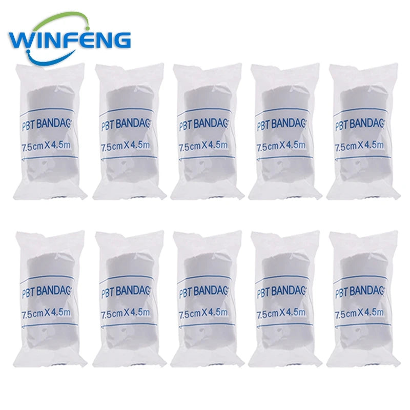 10Pcs Emergency First Aid PBT Elastic Bandages Breathable Cotton Wound Care Dressing Gauze Medical Nursing Survival Kits