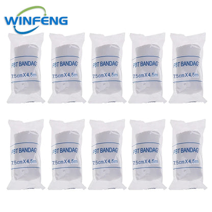 10Pcs Emergency First Aid PBT Elastic Bandages Breathable Cotton Wound Care Dressing Gauze Medical Nursing Survival Kits