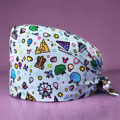 Doctor Nurse Pet Shop Surgical Head Caps Lab Unisex Dentist Scrub Cap Doctor Operating Room Pattern Printing Medical Soft Caps