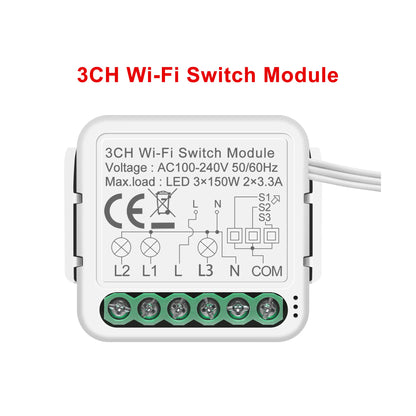 GIRIER Tuya Smart WiFi Light/Curtain/Dimmer Switch Modules Support 2 Way Control Works with Alexa Hey Google Alice No Hub Needed