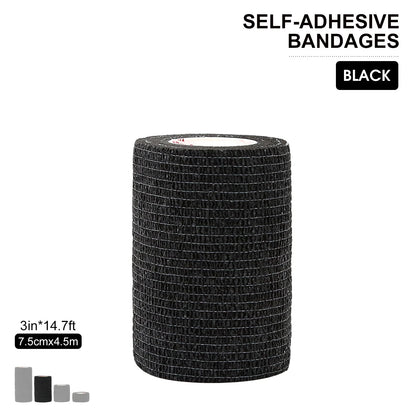 24Rolls Kindmax Self Adhesive Bandage Black, Elastic Breathable Sports Non-woven Wrap Finger Tape For Wrist Ankle First Aid