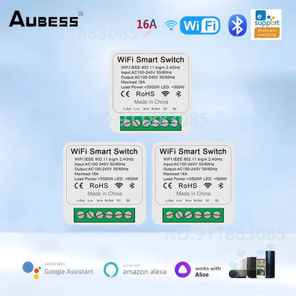 16A EWeLink Wifi MINI Smart Switch Support 2-Way Control Timer Wireless Switch Smart Home Automation Work With Alexa Google Home