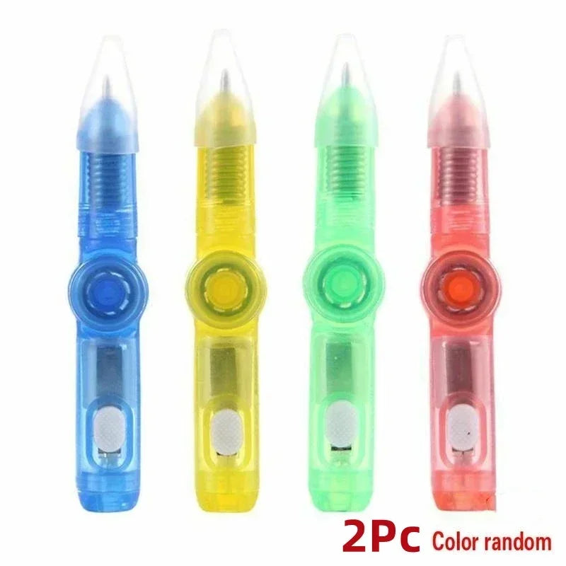 Novelty Rotating Spinner Toy Pen Led Luminous Gyro Pen Office Stress Relief Toys For Kids Students Creative Stationary Gel Pen