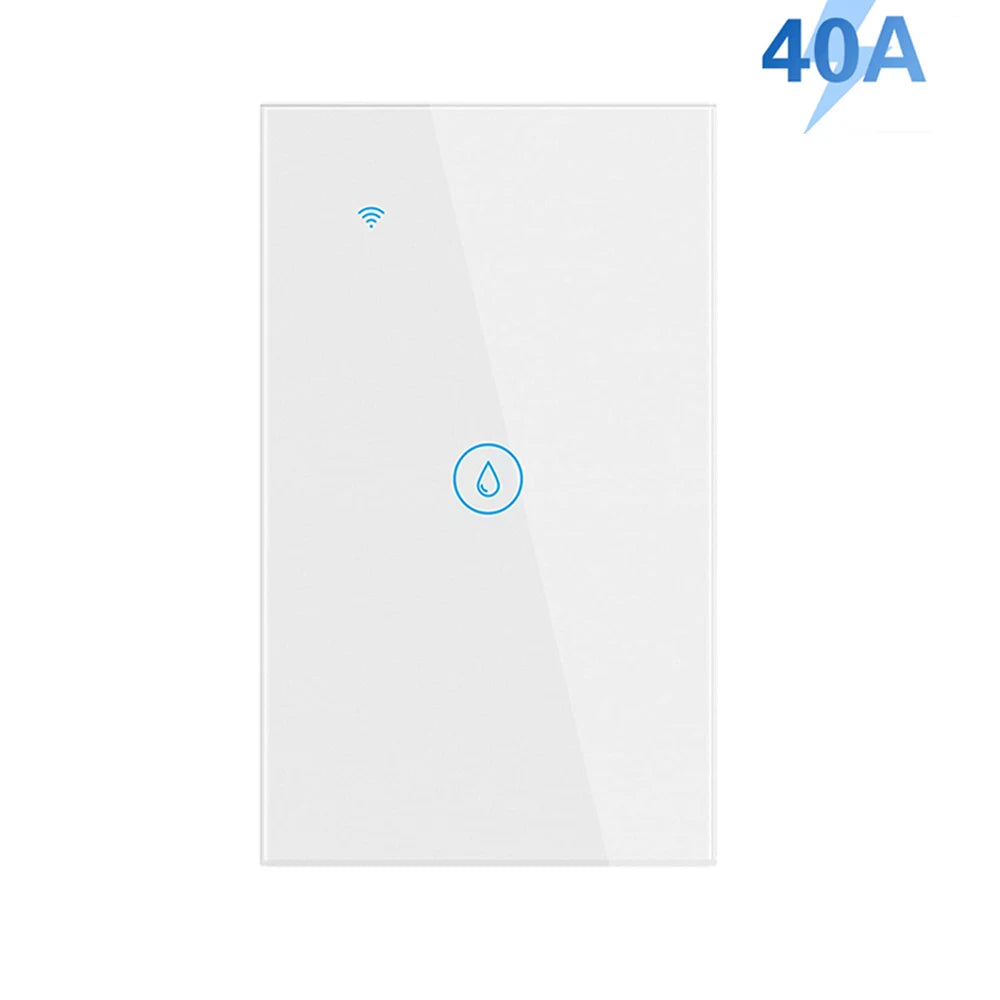 Smart Water Heater Switch 20A/40A WiFi Boiler Touch Screen Switch,Neutral Wire Require APP Remote Control with Alexa Google Home