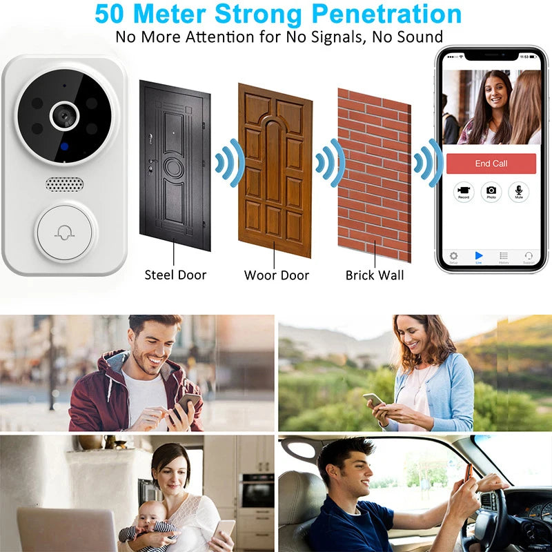 1PCS Wireless Doorbell WiFi Outdoor HD Camera Security Door Bell Vision Video Intercom Voice Change Home Monitor Door For Phone
