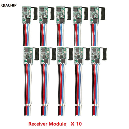 QIACHIP 5pcs 433.92Mhz Universal Wireless DC 3.6V-24V Remote Control Switch 1 CH RF Relay Receiver LED Light Controller DIY Kit