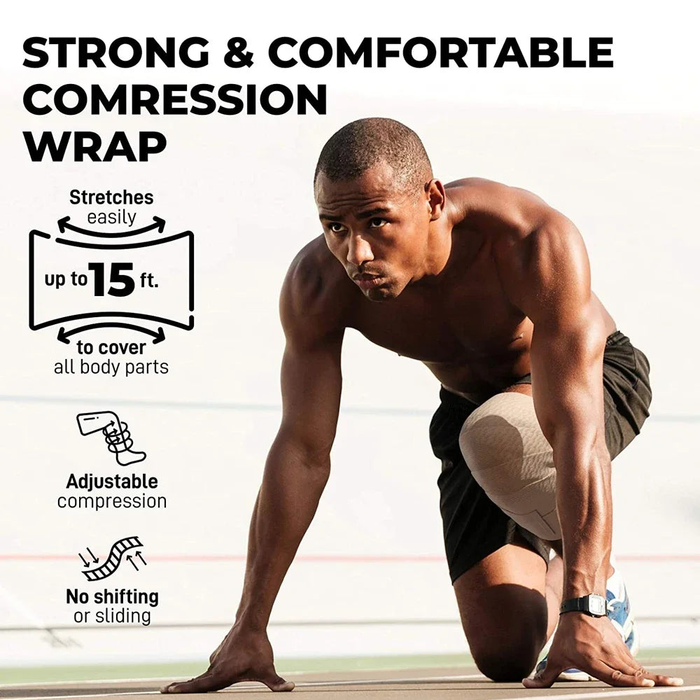 1 Roll Premium Elastic Bandage Wrap,Cotton Latex Free Compression Bandage Wrap with Self-Closure,Support & First Aid for Sports