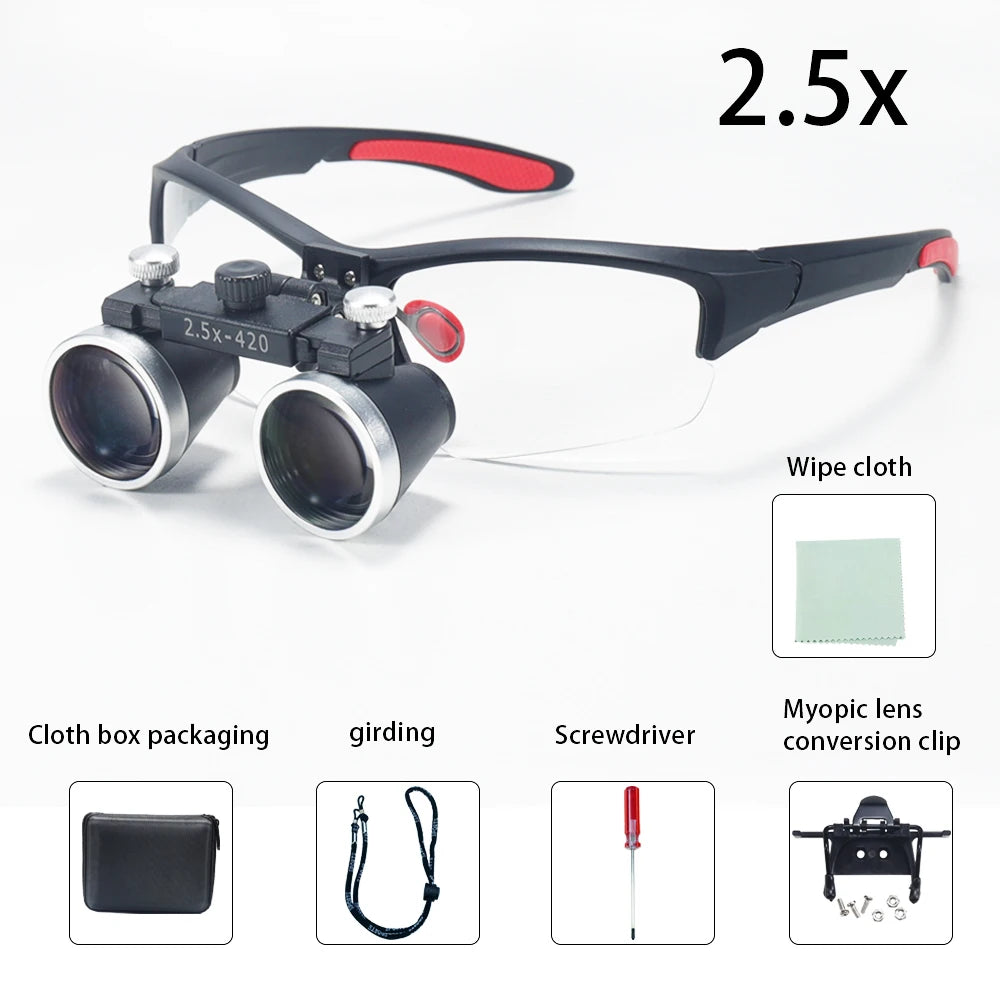 Dental Loupes 3.5x2.5x 320-420mm Goggles Lab Medical Magnifier Dentists Surgical Optical Lens Magnifying Glass Blue