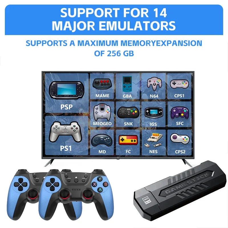 X2 4K HD Retro TV Game Console Ultra Low Latency TV Gamestick 2.4G Wireless Dual Gamepads Controller Home 3D X2 Ultra