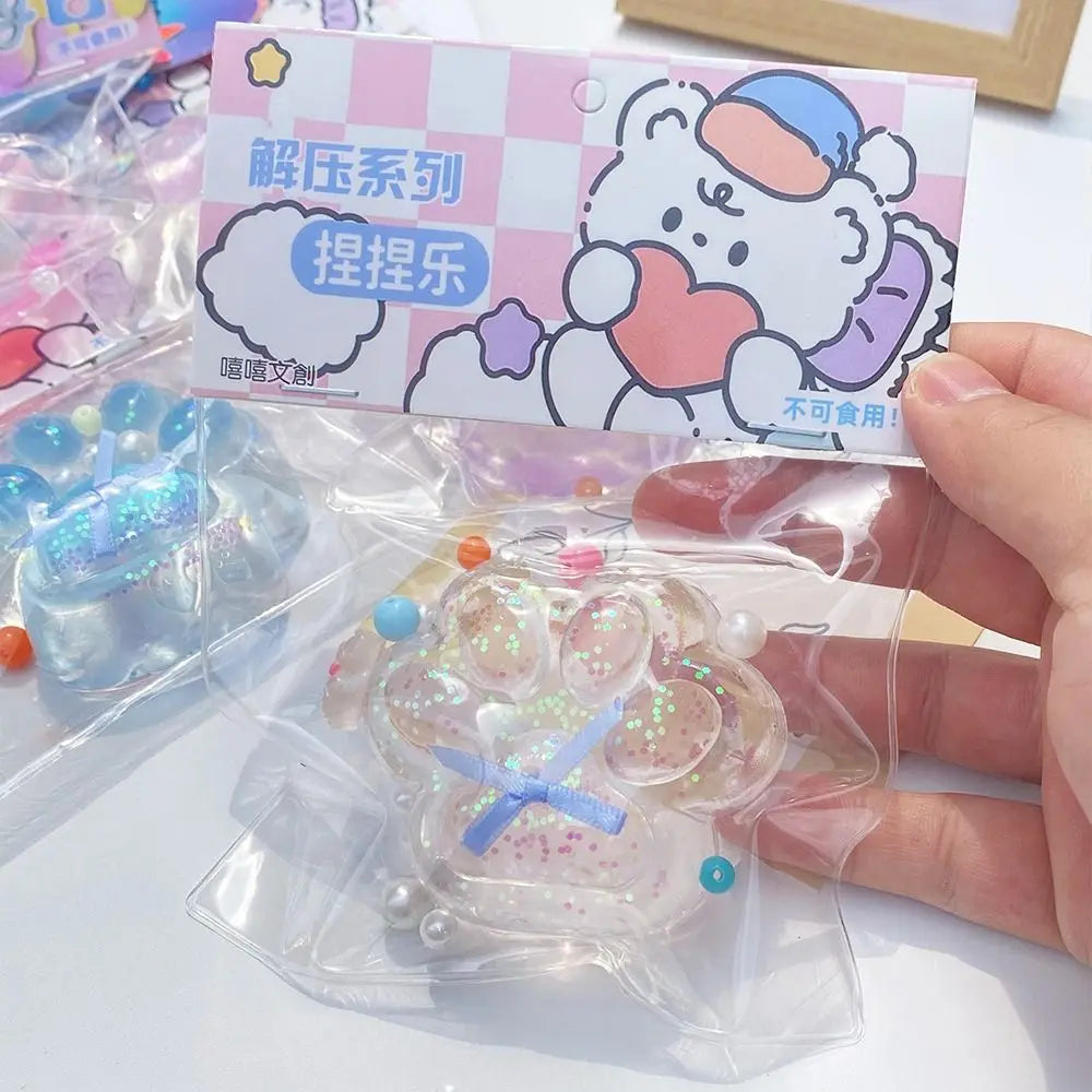 Cartoon Cat Claw Squeeze Pinching Transparent Toy Cute Cat Paw Slow Rebound Decompression Toy Kids Stress Release Vent Toy