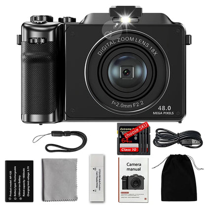 Komery 56MP Digital Professional Camcorder 4K ultra HD Video Compact Cameras Selfie Dual battery 18X Zoom WIFI Webcam DIY Shells