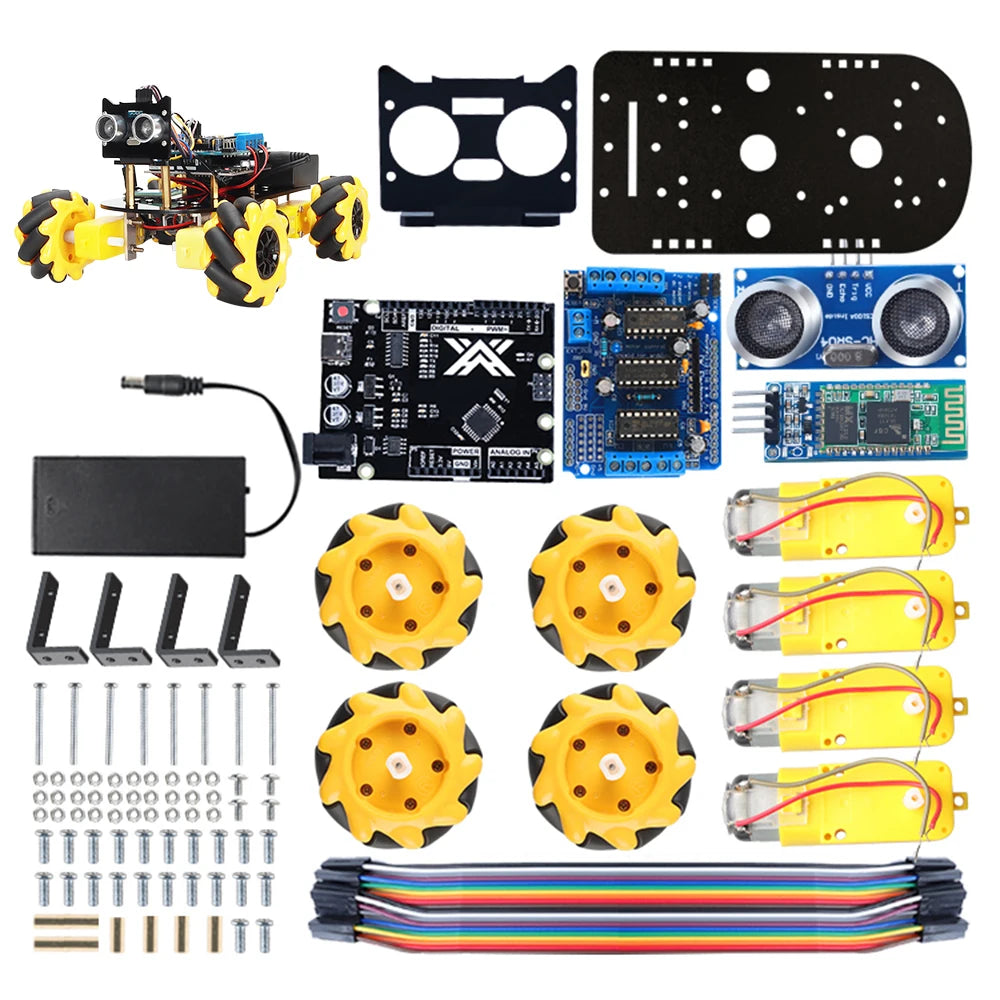 Tscinbuny 4WD Smart Robot Automation Kits For Arduino Programming Project Easy to Assemble Robot Car Coding Robot with E-manual