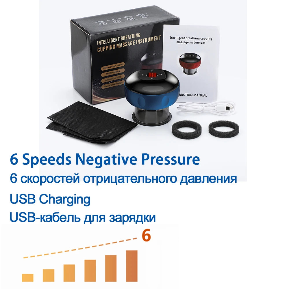 Body Scraping Massage Smart Electric Vacuum Cupping Heating Suction Cup Device Back Neck Arm Massger 6/12 Level Cupping