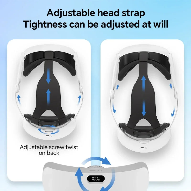 Hibloks 6000mAh Battery Head Strap For Meta Quest 3 Adjustable Built-in Charging Headset Headstrap For Qculus Quest 3 Accessorie