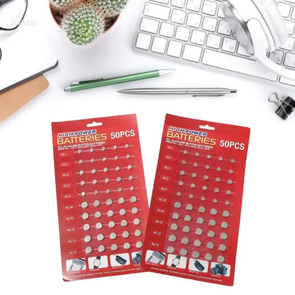 50pcs/lot Mixed AGSeries Batteries Set AG1/AG3/AG4/AG10/AG12/AG13 for Remote Control Watch Button Coin Cell