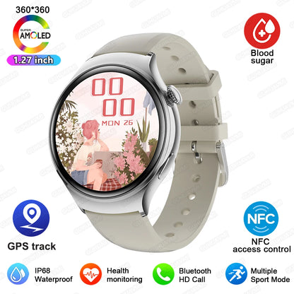 2024 New For Huawei Watch 4 Mini NFC Smart Watch Women AMOLED HD Screen IP68Waterproof Heart Rate Blood Sugar BT Call Smartwatch