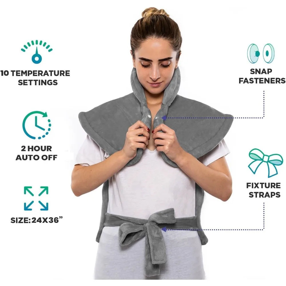 Extra Large Heating Pad, Neck, Shoulder, and Back Heating Pads, 10 Heating Settings, Automatically Turn Off Within 2 Hours