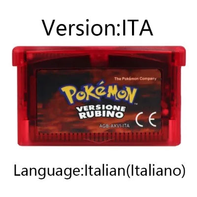 GBA Game 32 Bit Video Game Cartridge Console Card Pokemon Emerald Ruby FireRed LeafGreen Sapphire Multi-language for GBA/NDS