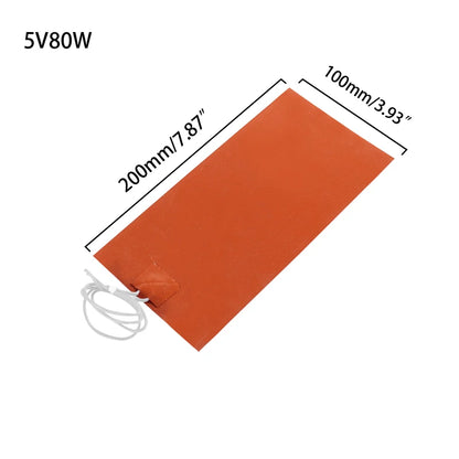 5V/12V/24V/220V 0.4W Silicone Heating Pad Rubber Heat Mat Waterproof Heated Bed Plate Flexible 3D Printer Pad Household Tool