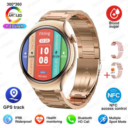 2024 New For Huawei Watch 4 Mini NFC Smart Watch Women AMOLED HD Screen IP68Waterproof Heart Rate Blood Sugar BT Call Smartwatch
