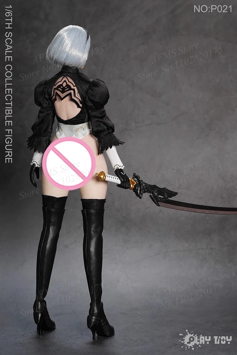 PLAY TOY P021 1/6 Scale Collectible Figure Nier Beauty 2B Sister Medical Gradesilicone Body 12'' Women Soldier Action Figures