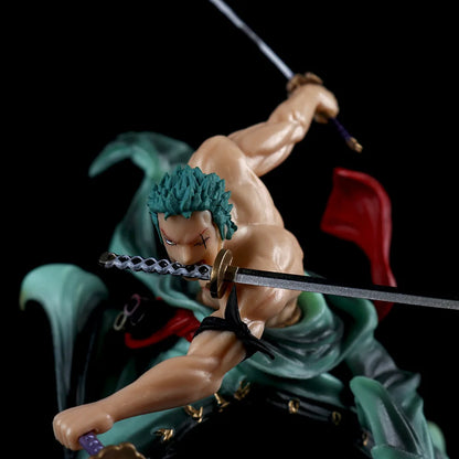 18CM One Piece Banpresto Anime Roronoa Zoro Three Knives Standing PVC Action Figure Collection Cool Model Decor Toys Kids Gifts