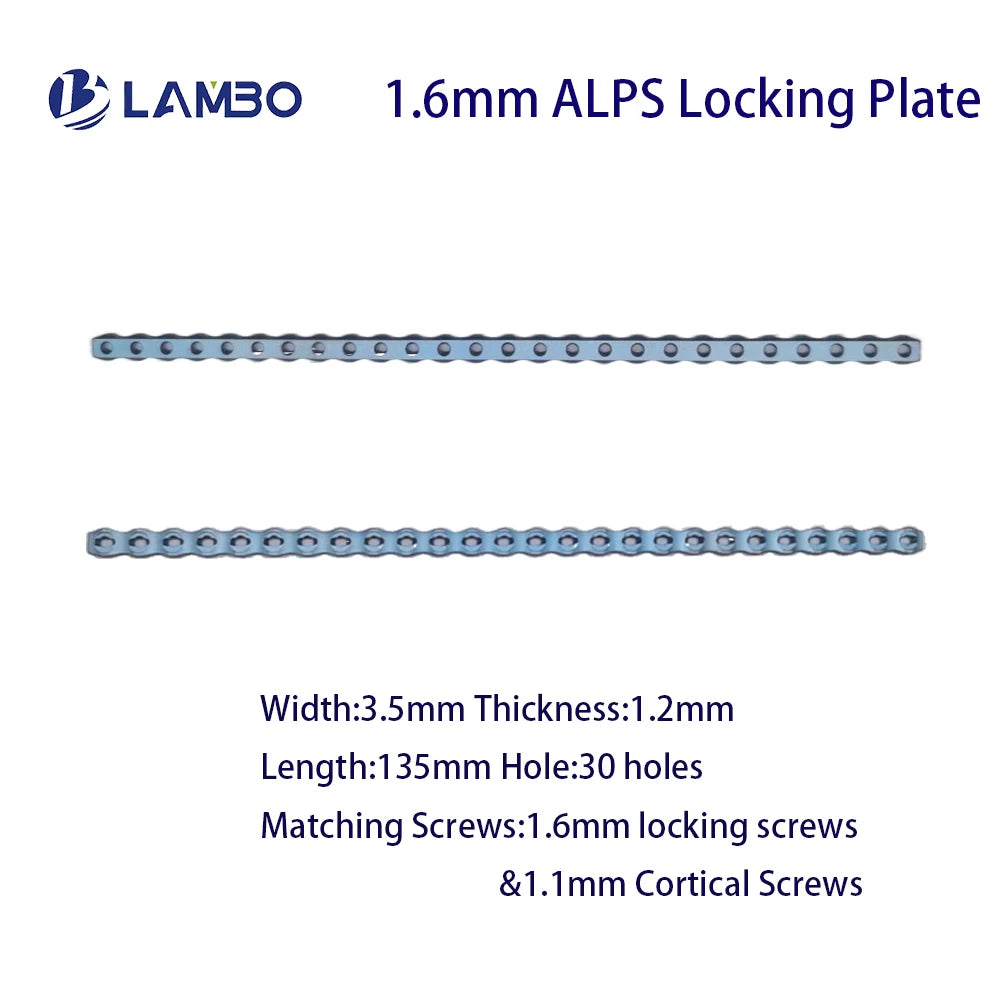 1.6/2.4/3.2/4.0mm ALPS Titanium Straight Cuttable Locking Plate Pet Veterinary Orthopedic Surgical Instruments Medical Equipment