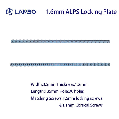 1.6/2.4/3.2/4.0mm ALPS Titanium Straight Cuttable Locking Plate Pet Veterinary Orthopedic Surgical Instruments Medical Equipment