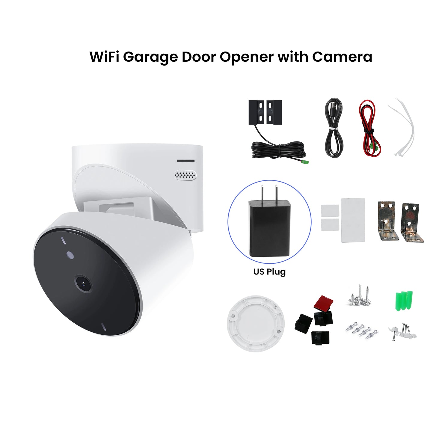 GIRIER WiFi Garage Door Opener with Security Camera 1080P Smart Garage Camera Supports 2-way Talk Night Vision Motion Detection