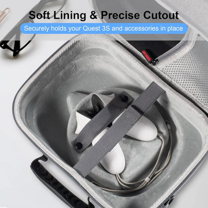 Large Carrying Case for Meta Quest 3S, Upgraded Hard Travel Case Compatible with BOBOVR S3 Pro/Kiwi Design Battery Head Strap