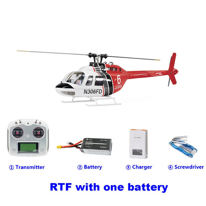 Flywing Bell 206 RC Helicopter V3 6CH GPS Altitude Hold Two Rotor 1:16 RC Scale Helicopter PNP RTF With H1 Flight Control System