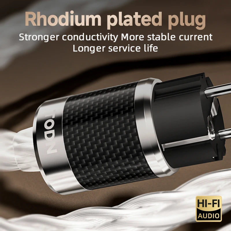 TODN hifi power cable Hi-end audio Cable  EU/US /AU Silver plated OCC conductor for power filters dac Amplifier audiophile