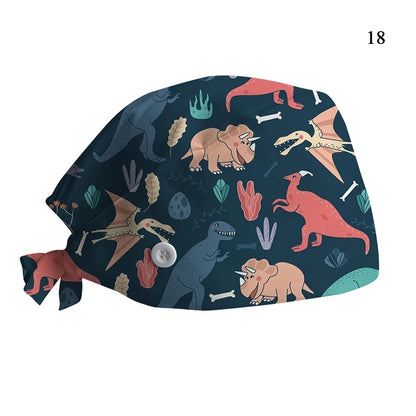 Christmas Adjustable Printed Nurse Cap Sweat-absorbent Elastic Dust-proof Neutral Baotou Cap Cute Fashion Halloween Surgical Cap